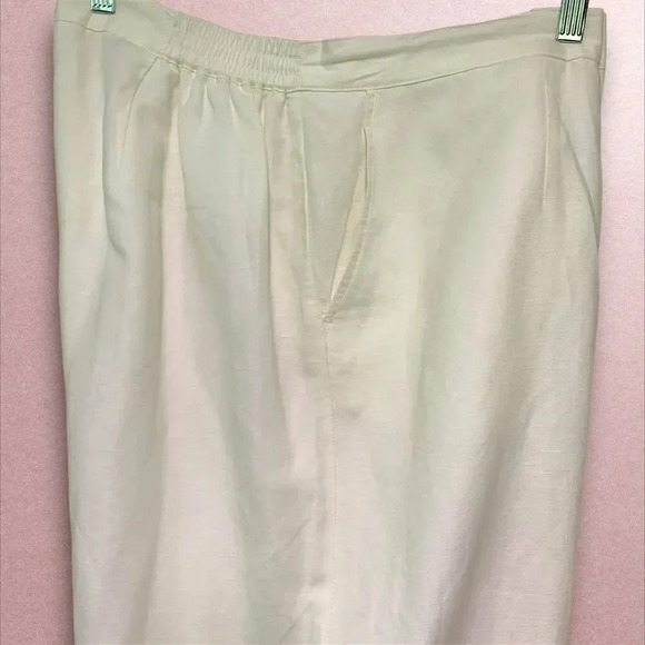 Ruby Rd Linen Blend Crop Straight Leg Pants Beaded Split Hem Plus Size 18W White - Picture 10 of 16